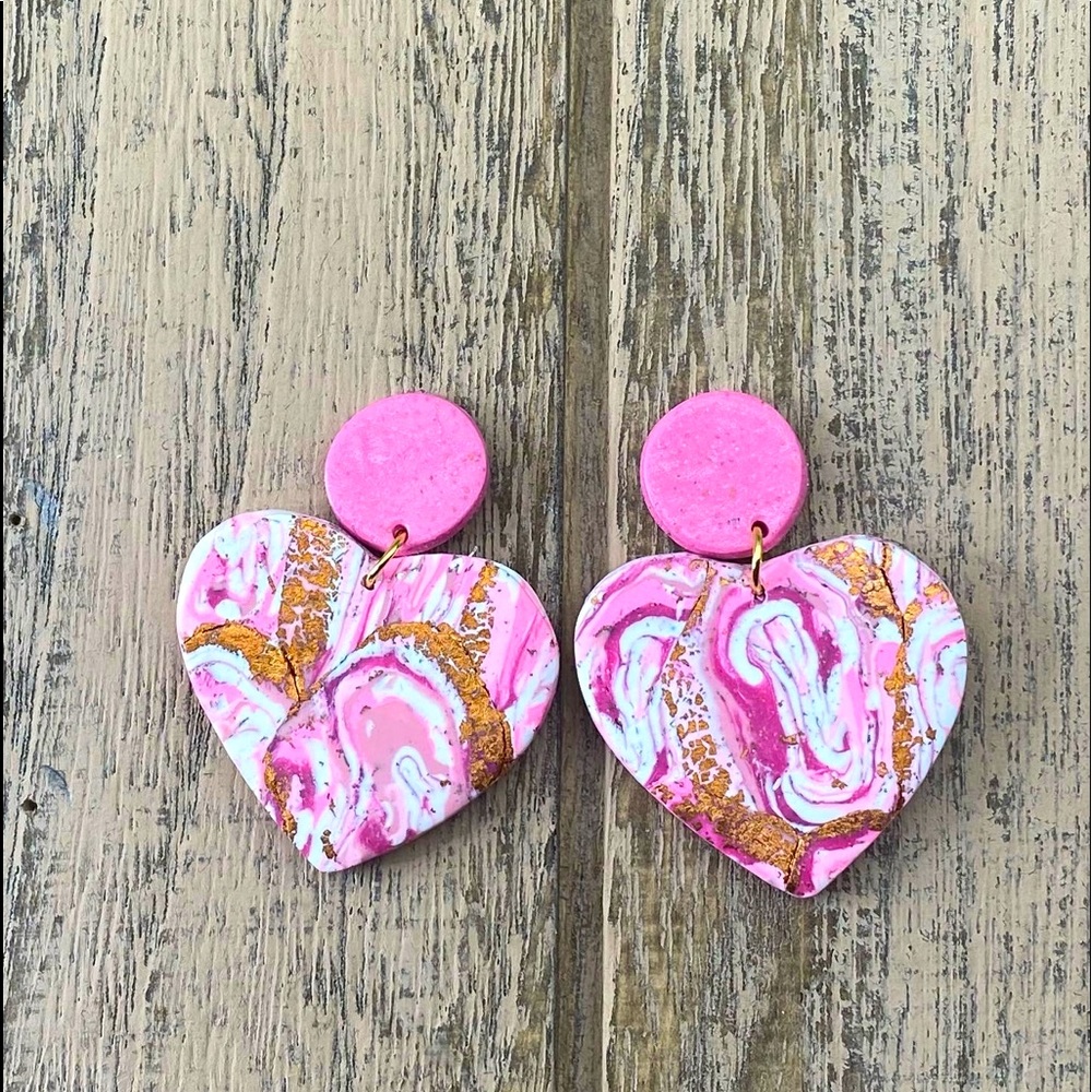 Clay valentines earrings